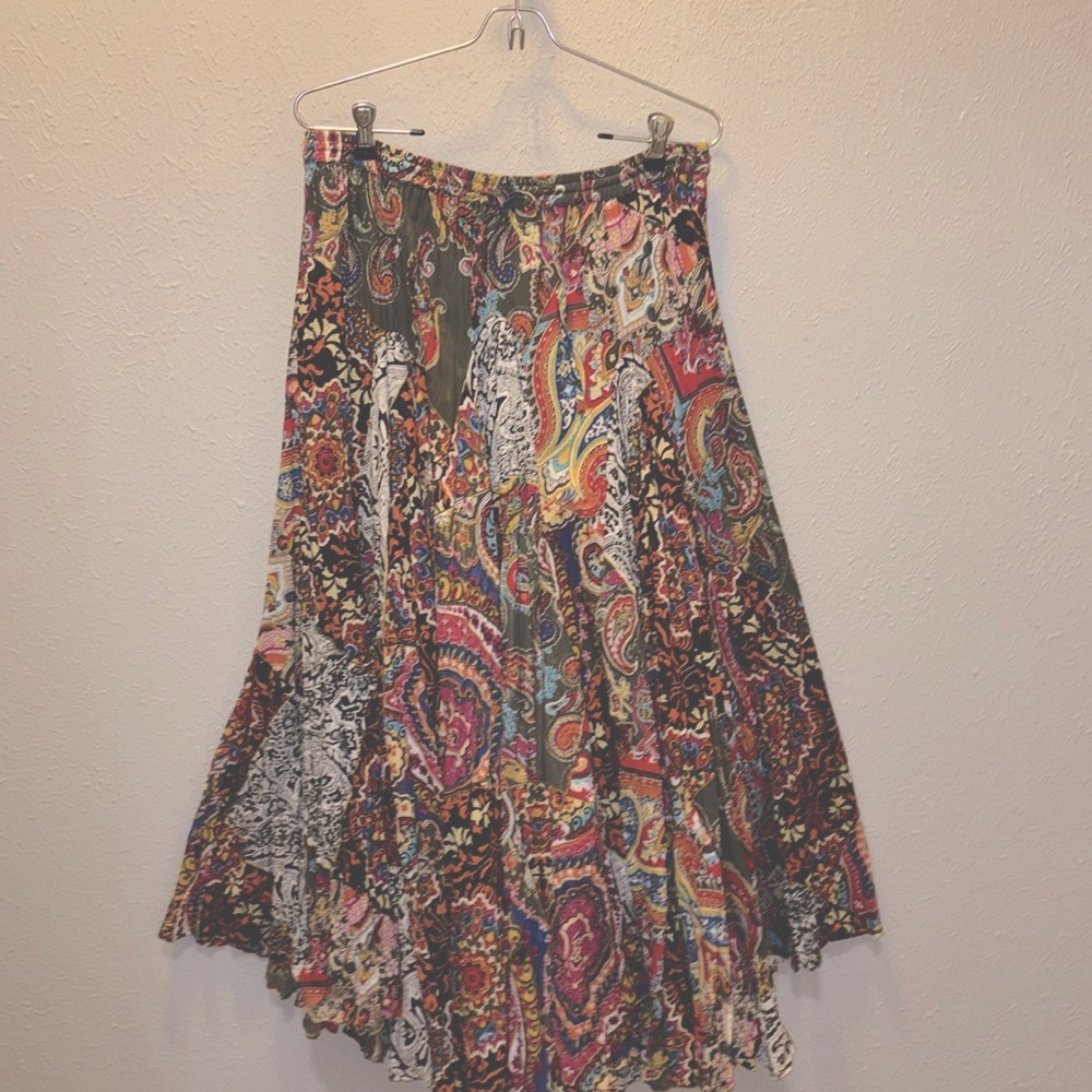 Olivia and Grace Maxi Skirt Full Tiered Boho Floral Patchwork Women’s Size Small